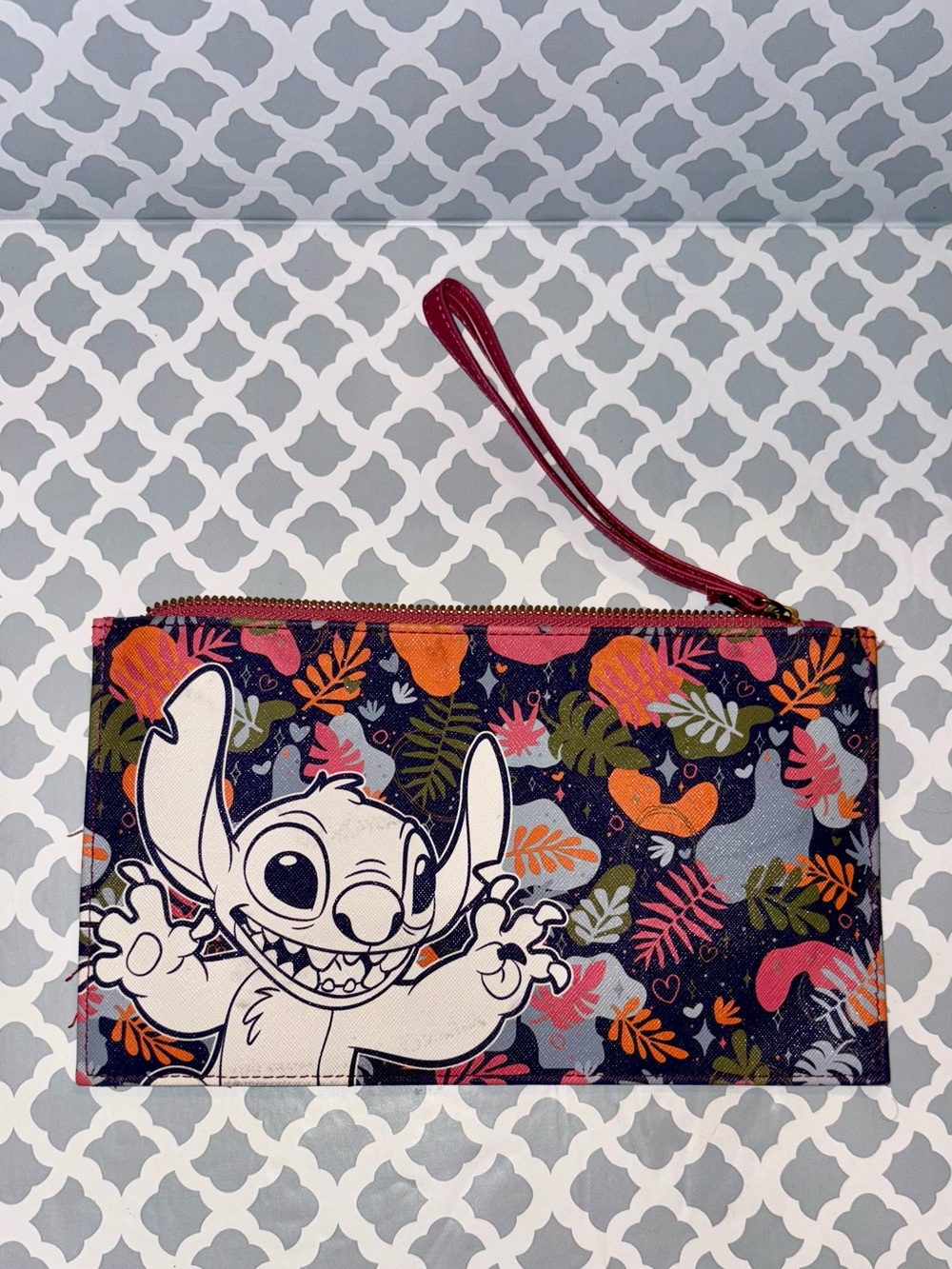 Disney Stitch Floral Wristlet Pouch